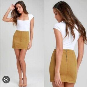 Free People Modern Femme Corduroy Mini Skirt in Golden SZ 12 Cotton